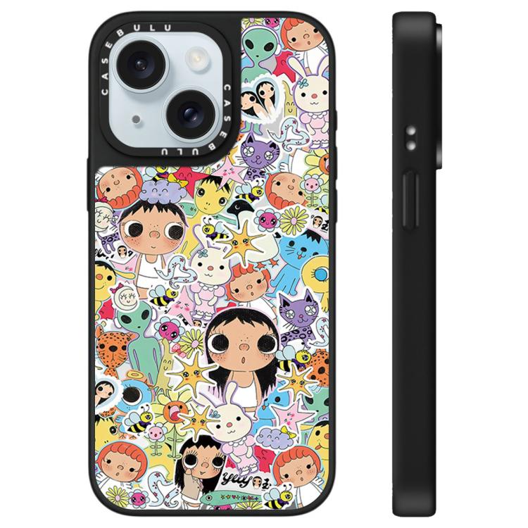 Custodia per telefono con specchio e motivo della serie YUY, For iPhone 15 Plus, For iPhone 15