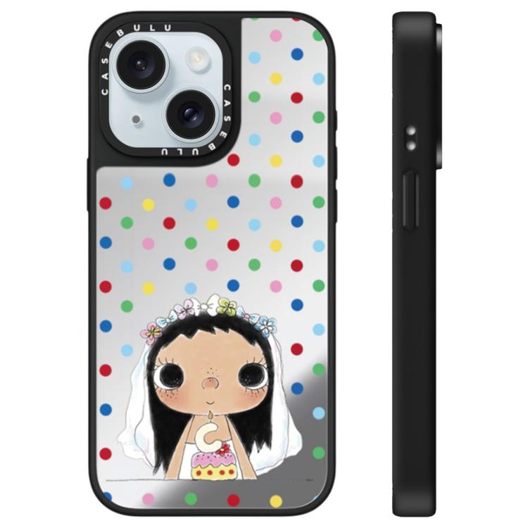 Custodia per telefono con specchio e motivo della serie YUY, For iPhone 15 Plus, For iPhone 15