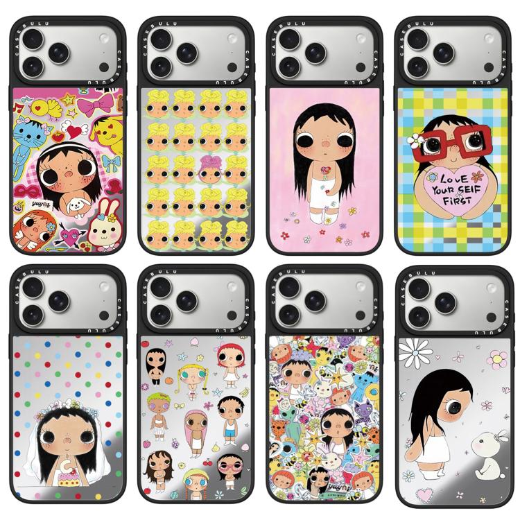 Custodia per telefono con specchio e motivo della serie YUY, For iPhone 16 Pro Max, For iPhone 16 Pro, For iPhone 16 Plus