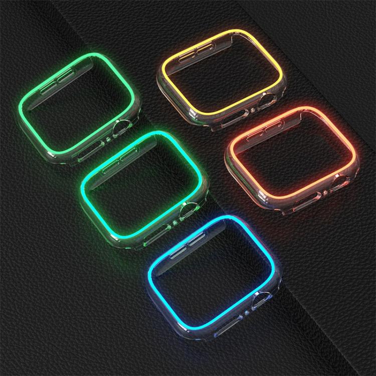 Cassa per orologio XDfind trasparente, luminosa, a mezza copertura, in policarbonato cavo., For Apple Watch Series 44mm, For Apple Watch Series 40mm, For Apple Watch Series 11 46mm / 10 46mm, For Apple Watch Series 11 42mm / 10 42mm