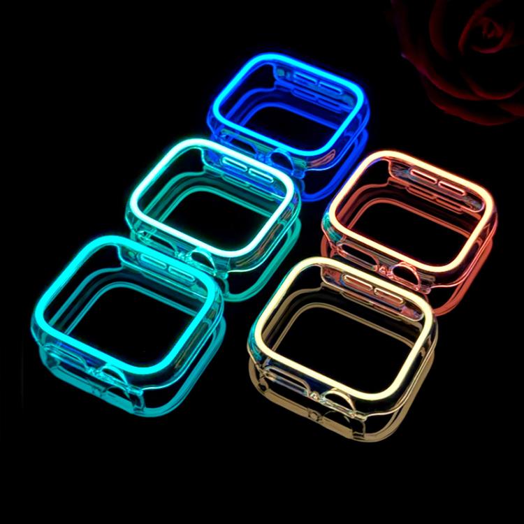 Cassa per orologio XDfind trasparente, luminosa, a mezza copertura, in policarbonato cavo., For Apple Watch Series 44mm, For Apple Watch Series 40mm, For Apple Watch Series 11 46mm / 10 46mm, For Apple Watch Series 11 42mm / 10 42mm