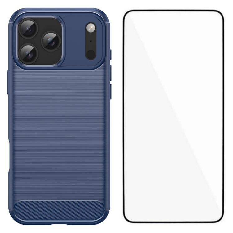 Custodia per telefono WANLONFENG in TPU antiurto con texture spazzolata e pellicola protettiva per lo schermo., For iPhone 17e / 16e, For iPhone 17 Pro Max, For iPhone 17 Pro, For iPhone 17, For iPhone Air, For iPhone 16 Pro Max, For iPhone 16 Pro     ...