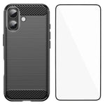 Custodia per telefono WANLONFENG in TPU antiurto con texture spazzolata e pellicola protettiva per lo schermo., For iPhone 17e / 16e, For iPhone 17 Pro Max, For iPhone 17 Pro, For iPhone 17, For iPhone Air, For iPhone 16 Pro Max, For iPhone 16 Pro     ...