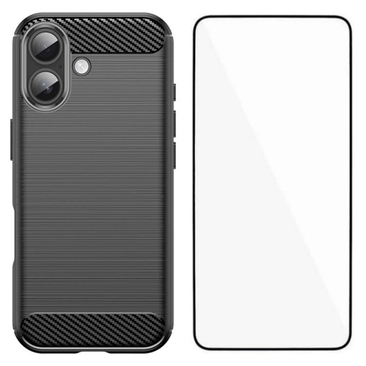 Custodia per telefono WANLONFENG in TPU antiurto con texture spazzolata e pellicola protettiva per lo schermo., For iPhone 17e / 16e, For iPhone 17 Pro Max, For iPhone 17 Pro, For iPhone 17, For iPhone Air, For iPhone 16 Pro Max, For iPhone 16 Pro     ...
