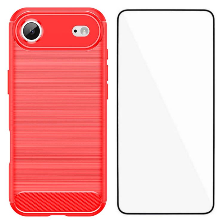 Custodia per telefono WANLONFENG in TPU antiurto con texture spazzolata e pellicola protettiva per lo schermo., For iPhone 17e / 16e, For iPhone 17 Pro Max, For iPhone 17 Pro, For iPhone 17, For iPhone Air, For iPhone 16 Pro Max, For iPhone 16 Pro     ...