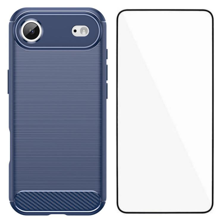 Custodia per telefono WANLONFENG in TPU antiurto con texture spazzolata e pellicola protettiva per lo schermo., For iPhone 17e / 16e, For iPhone 17 Pro Max, For iPhone 17 Pro, For iPhone 17, For iPhone Air, For iPhone 16 Pro Max, For iPhone 16 Pro     ...