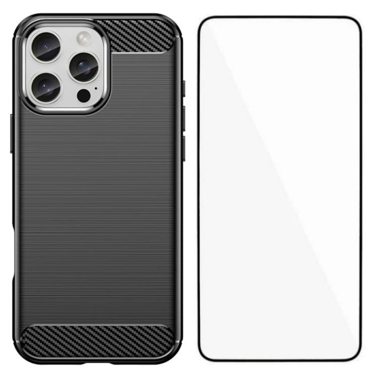 Custodia per telefono WANLONFENG in TPU antiurto con texture spazzolata e pellicola protettiva per lo schermo., For iPhone 17e / 16e, For iPhone 17 Pro Max, For iPhone 17 Pro, For iPhone 17, For iPhone Air, For iPhone 16 Pro Max, For iPhone 16 Pro     ...