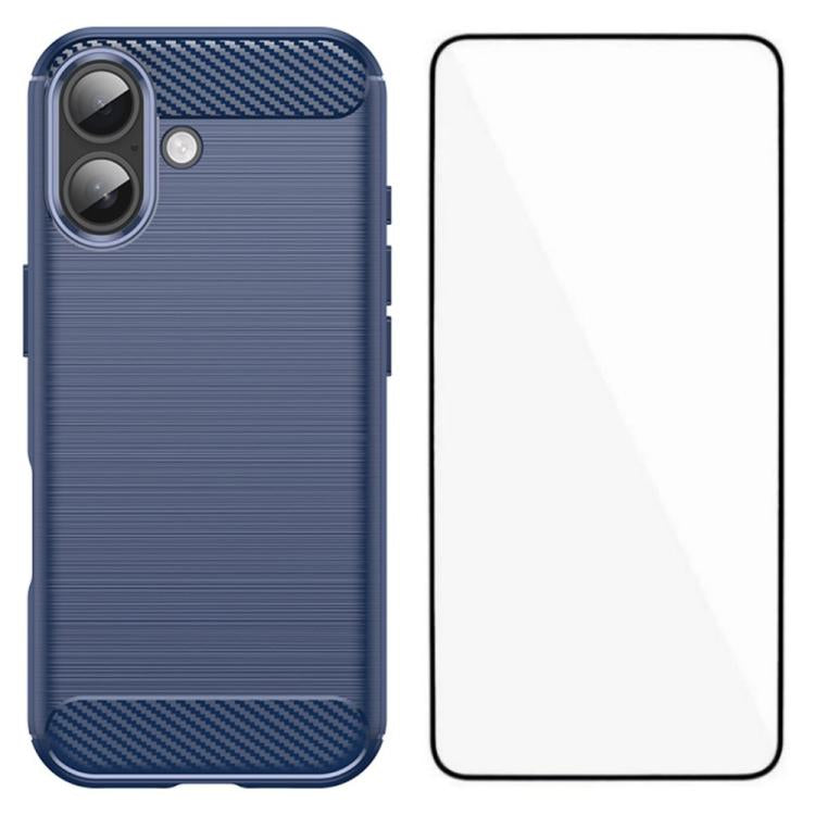 Custodia per telefono WANLONFENG in TPU antiurto con texture spazzolata e pellicola protettiva per lo schermo., For iPhone 17e / 16e, For iPhone 17 Pro Max, For iPhone 17 Pro, For iPhone 17, For iPhone Air, For iPhone 16 Pro Max, For iPhone 16 Pro     ...