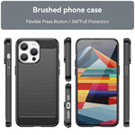 Custodia per telefono WANLONFENG in TPU antiurto con texture spazzolata e pellicola protettiva per lo schermo., For iPhone 15 Pro Max, For iPhone 15 Pro, For iPhone 15, For iPhone 14, For iPhone 14 Pro, For iPhone 14 Pro Max, For iPhone 13 Pro Max     ...