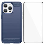 Custodia per telefono WANLONFENG in TPU antiurto con texture spazzolata e pellicola protettiva per lo schermo., For iPhone 15 Pro Max, For iPhone 15 Pro, For iPhone 15, For iPhone 14, For iPhone 14 Pro, For iPhone 14 Pro Max, For iPhone 13 Pro Max     ...