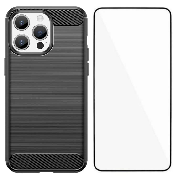 Custodia per telefono WANLONFENG in TPU antiurto con texture spazzolata e pellicola protettiva per lo schermo., For iPhone 15 Pro Max, For iPhone 15 Pro, For iPhone 15, For iPhone 14, For iPhone 14 Pro, For iPhone 14 Pro Max, For iPhone 13 Pro Max     ...