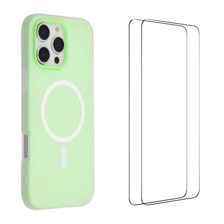 WANLONFENG Custodia per telefono magnetica opaca con motivo Macarons e 2 pellicole protettive per lo schermo incluse., For iPhone 16 Pro Max, For iPhone 16 Pro, For iPhone 16