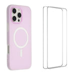 WANLONFENG Custodia per telefono magnetica opaca con motivo Macarons e 2 pellicole protettive per lo schermo incluse., For iPhone 16 Pro Max, For iPhone 16 Pro, For iPhone 16