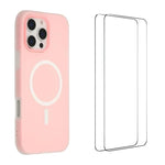 WANLONFENG Custodia per telefono magnetica opaca con motivo Macarons e 2 pellicole protettive per lo schermo incluse., For iPhone 16 Pro Max, For iPhone 16 Pro, For iPhone 16