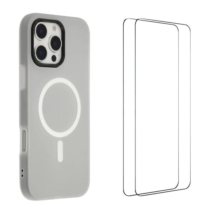 WANLONFENG Custodia per telefono magnetica opaca con motivo Macarons e 2 pellicole protettive per lo schermo incluse., For iPhone 16 Pro Max, For iPhone 16 Pro, For iPhone 16