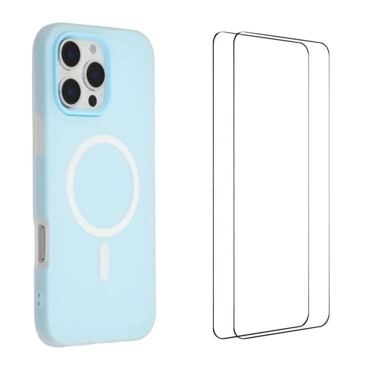WANLONFENG Custodia per telefono magnetica opaca con motivo Macarons e 2 pellicole protettive per lo schermo incluse., For iPhone 16 Pro Max, For iPhone 16 Pro, For iPhone 16