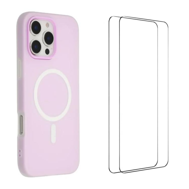 WANLONFENG Custodia per telefono magnetica opaca con motivo Macarons e 2 pellicole protettive per lo schermo incluse., For iPhone 16 Pro Max, For iPhone 16 Pro, For iPhone 16