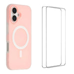 WANLONFENG Custodia per telefono magnetica opaca con motivo Macarons e 2 pellicole protettive per lo schermo incluse., For iPhone 16 Pro Max, For iPhone 16 Pro, For iPhone 16