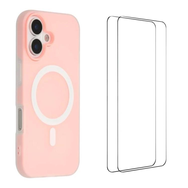 WANLONFENG Custodia per telefono magnetica opaca con motivo Macarons e 2 pellicole protettive per lo schermo incluse., For iPhone 16 Pro Max, For iPhone 16 Pro, For iPhone 16