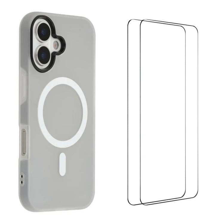 WANLONFENG Custodia per telefono magnetica opaca con motivo Macarons e 2 pellicole protettive per lo schermo incluse., For iPhone 16 Pro Max, For iPhone 16 Pro, For iPhone 16