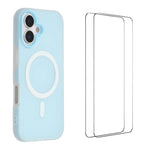 WANLONFENG Custodia per telefono magnetica opaca con motivo Macarons e 2 pellicole protettive per lo schermo incluse., For iPhone 16 Pro Max, For iPhone 16 Pro, For iPhone 16