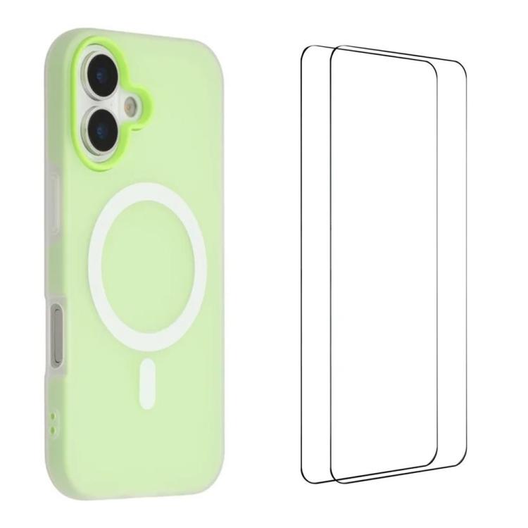 WANLONFENG Custodia per telefono magnetica opaca con motivo Macarons e 2 pellicole protettive per lo schermo incluse., For iPhone 16 Pro Max, For iPhone 16 Pro, For iPhone 16
