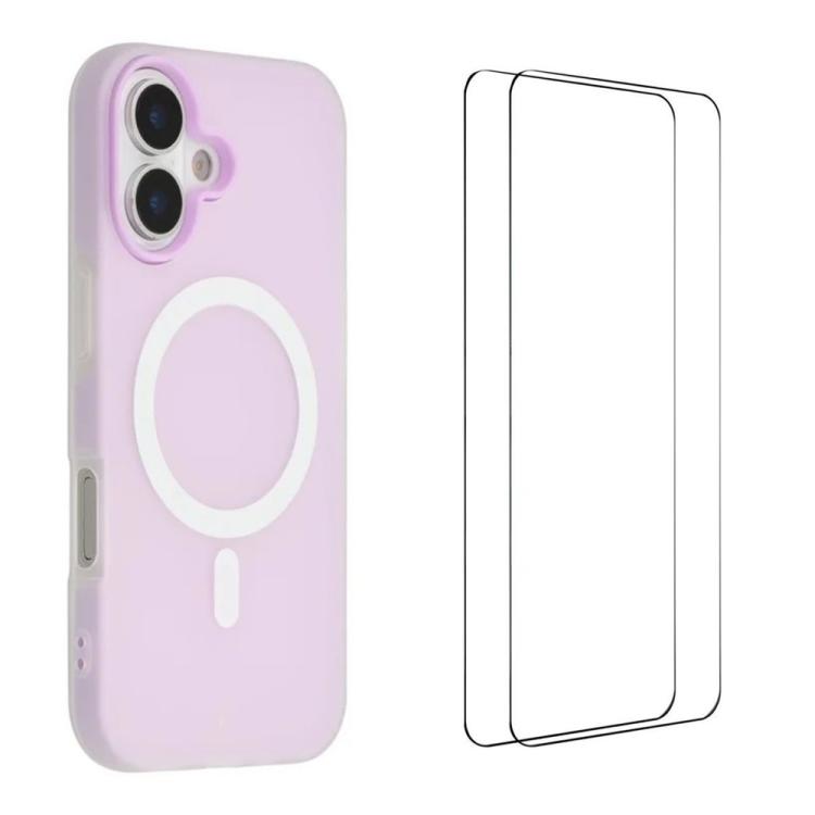 WANLONFENG Custodia per telefono magnetica opaca con motivo Macarons e 2 pellicole protettive per lo schermo incluse., For iPhone 16 Pro Max, For iPhone 16 Pro, For iPhone 16