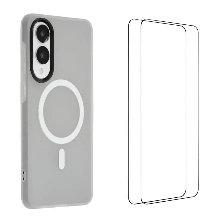 WANLONFENG Custodia per telefono magnetica opaca con motivo Macarons e 2 pellicole protettive per lo schermo incluse., For Galaxy S25 FE 5G, For Galaxy S25 Edge 5G, For Galaxy S25 5G, For Galaxy S25+ 5G