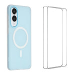 WANLONFENG Custodia per telefono magnetica opaca con motivo Macarons e 2 pellicole protettive per lo schermo incluse., For Galaxy S25 FE 5G, For Galaxy S25 Edge 5G, For Galaxy S25 5G, For Galaxy S25+ 5G