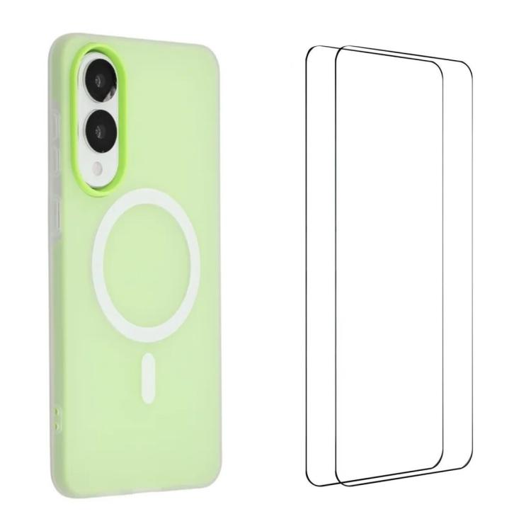 WANLONFENG Custodia per telefono magnetica opaca con motivo Macarons e 2 pellicole protettive per lo schermo incluse., For Galaxy S25 FE 5G, For Galaxy S25 Edge 5G, For Galaxy S25 5G, For Galaxy S25+ 5G