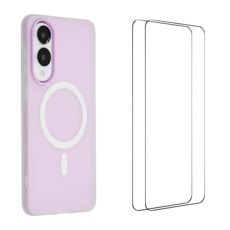 WANLONFENG Custodia per telefono magnetica opaca con motivo Macarons e 2 pellicole protettive per lo schermo incluse., For Galaxy S25 FE 5G, For Galaxy S25 Edge 5G, For Galaxy S25 5G, For Galaxy S25+ 5G