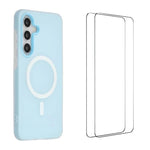 WANLONFENG Custodia per telefono magnetica opaca con motivo Macarons e 2 pellicole protettive per lo schermo incluse., For Galaxy S25 FE 5G, For Galaxy S25 Edge 5G, For Galaxy S25 5G, For Galaxy S25+ 5G