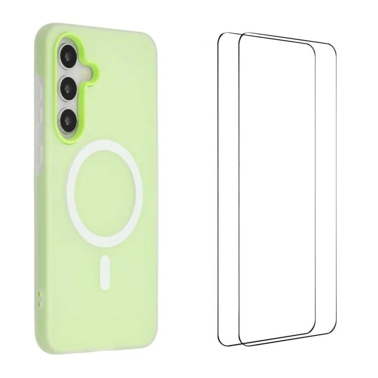 WANLONFENG Custodia per telefono magnetica opaca con motivo Macarons e 2 pellicole protettive per lo schermo incluse., For Galaxy S24 FE 5G, For Galaxy S24+ 5G, For Galaxy S24 5G
