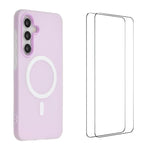 WANLONFENG Custodia per telefono magnetica opaca con motivo Macarons e 2 pellicole protettive per lo schermo incluse., For Galaxy S24 FE 5G, For Galaxy S24+ 5G, For Galaxy S24 5G