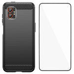 Custodia per telefono WANLONFENG in TPU antiurto con texture spazzolata e pellicola protettiva per lo schermo., For Galaxy XCover7 Pro