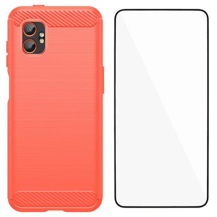 Custodia per telefono WANLONFENG in TPU antiurto con texture spazzolata e pellicola protettiva per lo schermo., For Galaxy XCover7 Pro