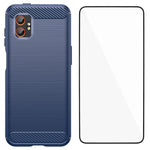 Custodia per telefono WANLONFENG in TPU antiurto con texture spazzolata e pellicola protettiva per lo schermo., For Galaxy XCover7 Pro