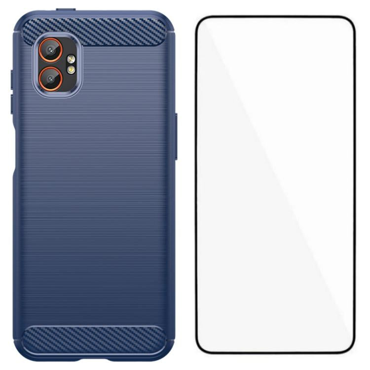 Custodia per telefono WANLONFENG in TPU antiurto con texture spazzolata e pellicola protettiva per lo schermo., For Galaxy XCover7 Pro