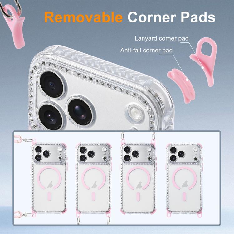 Dream Diamond 2 in 1 Custodia magnetica antiurto per telefono con cordino lungo, For iPhone 17 Pro Max, For iPhone 17 Pro, For iPhone 17, For iPhone Air