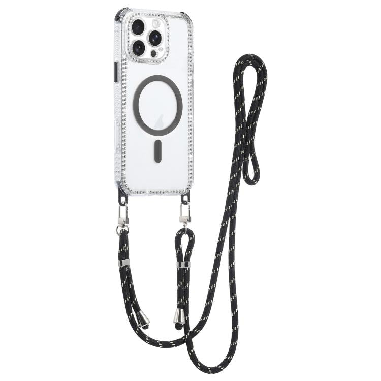 Dream Diamond 2 in 1 Custodia magnetica antiurto per telefono con cordino lungo, For iPhone 16 Pro Max, For iPhone 16 Pro, For iPhone 16 Plus, For iPhone 16
