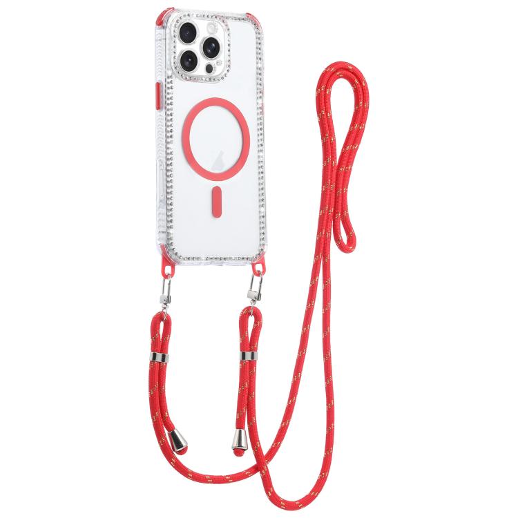 Dream Diamond 2 in 1 Custodia magnetica antiurto per telefono con cordino lungo, For iPhone 16 Pro Max, For iPhone 16 Pro, For iPhone 16 Plus, For iPhone 16