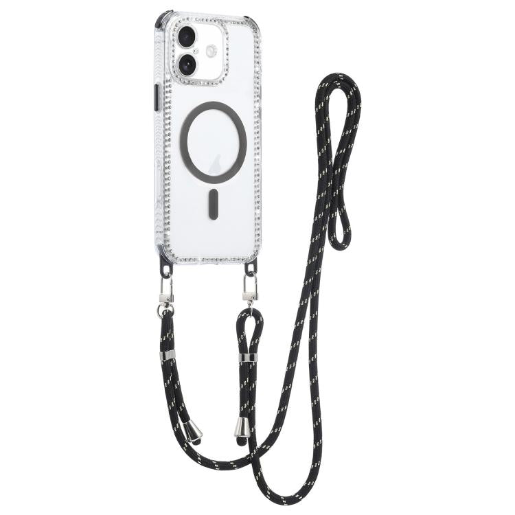 Dream Diamond 2 in 1 Custodia magnetica antiurto per telefono con cordino lungo, For iPhone 16 Pro Max, For iPhone 16 Pro, For iPhone 16 Plus, For iPhone 16