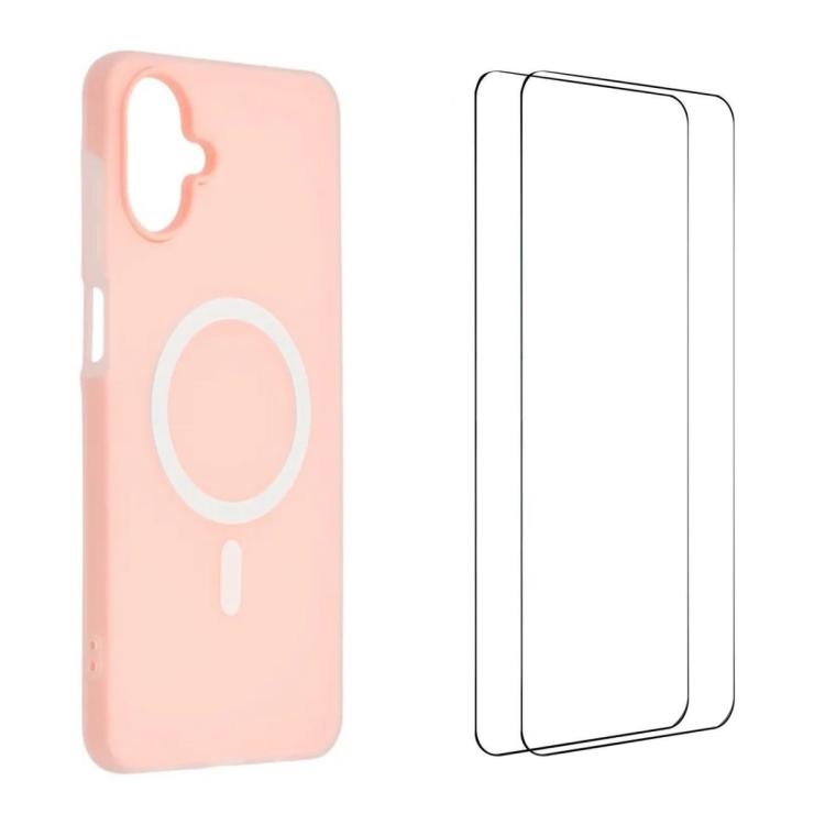 WANLONFENG Custodia per telefono magnetica opaca con motivo Macarons e 2 pellicole protettive per lo schermo incluse., For Galaxy A07 4G, For Galaxy A06 4G