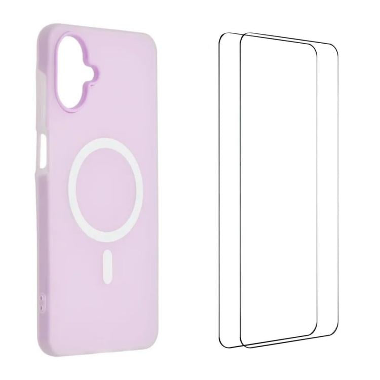 WANLONFENG Custodia per telefono magnetica opaca con motivo Macarons e 2 pellicole protettive per lo schermo incluse., For Galaxy A07 4G, For Galaxy A06 4G