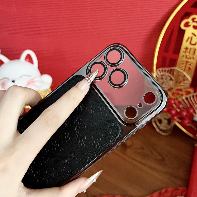 Custodia per telefono Fu in stile antico cinese con placcatura galvanica e pellicola protettiva per obiettivo., For iPhone 13 Pro Max, For iPhone 13 Pro, For iPhone 13