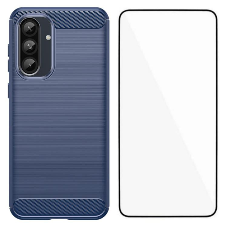 Custodia per telefono WANLONFENG in TPU antiurto con texture spazzolata e pellicola protettiva per lo schermo., For Galaxy A55 5G, For Galaxy A35 5G, For Galaxy A54 5G