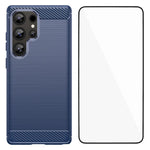 Custodia per telefono WANLONFENG in TPU antiurto con texture spazzolata e pellicola protettiva per lo schermo., For Galaxy S25 Ultra 5G, For Galaxy S24 Ultra 5G, For Galaxy S24+ 5G, For Galaxy S24 5G
