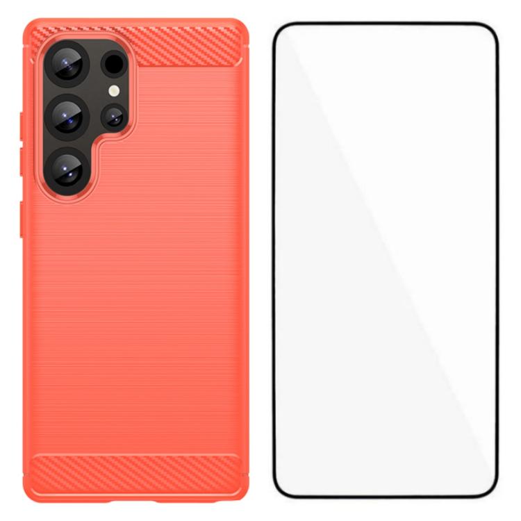 Custodia per telefono WANLONFENG in TPU antiurto con texture spazzolata e pellicola protettiva per lo schermo., For Galaxy S25 Ultra 5G, For Galaxy S24 Ultra 5G, For Galaxy S24+ 5G, For Galaxy S24 5G