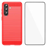 Custodia per telefono WANLONFENG in TPU antiurto con texture spazzolata e pellicola protettiva per lo schermo., For Galaxy S25 Ultra 5G, For Galaxy S24 Ultra 5G, For Galaxy S24+ 5G, For Galaxy S24 5G