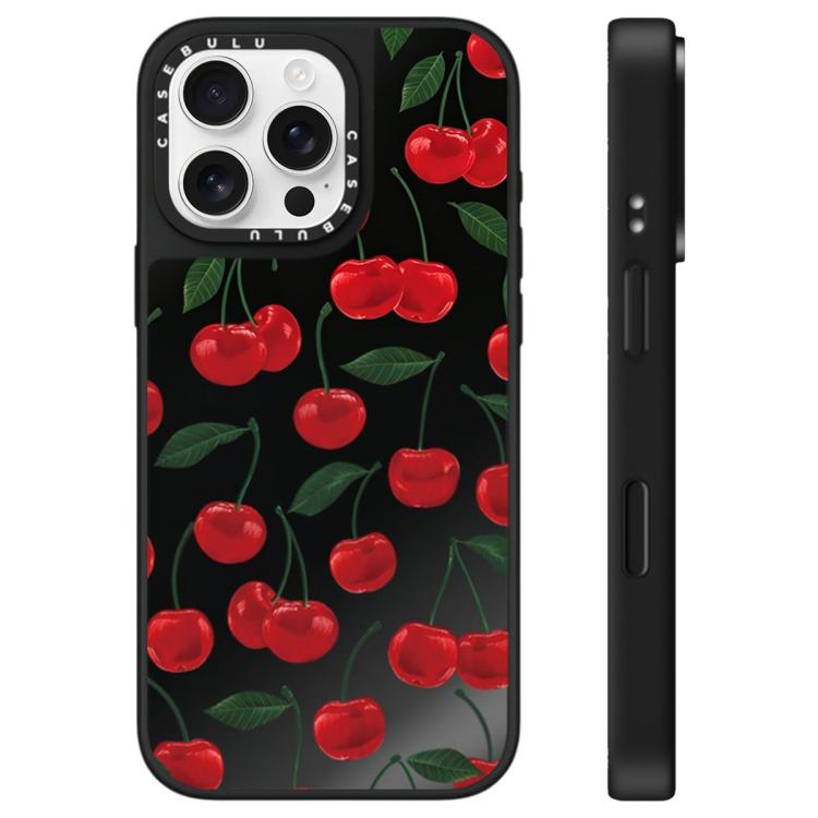Custodia per telefono con specchio e motivo leopardato e ciliegia., For iPhone 16 Pro Max, For iPhone 16 Pro, For iPhone 16 Plus